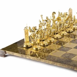 Casa Padrino Luxus Schach Set Gold / Braun / Bronze 54 x 54 cm - Griechisches Schachspiel