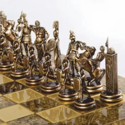 Casa Padrino Luxus Schach Set Gold / Braun / Bronze 54 x 54 cm - Griechisches Schachspiel