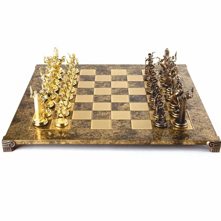 Casa Padrino Luxus Schach Set Gold / Braun / Bronze 54 x 54 cm - Griechisches Schachspiel