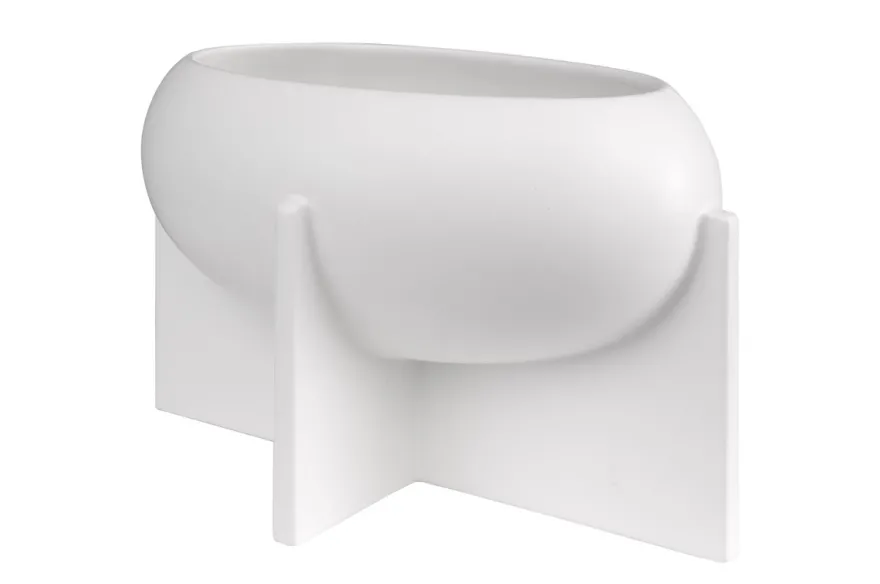 Casa Padrino Luxus Schale Antikweiß 30 x 17,5 x H. 18 cm - Deko Schale aus Steingut der OVO Serie mit Old White Glasur - Luxus Deko Accessoires