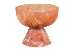 Casa Padrino Luxus Schale Beige / Weinrot Ø 16 x H. 13,5 cm - Kleine Deko Schale aus transluzentem Kunstharz in Rubinrot und Creme - Luxus Deko Accessoires