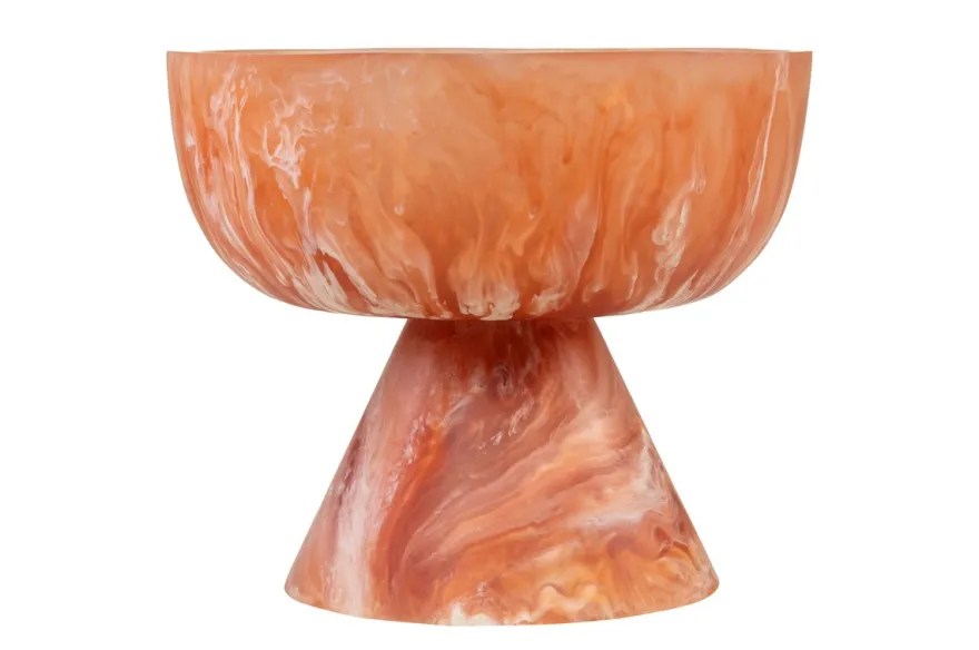 Casa Padrino Luxus Schale Beige / Weinrot Ø 16 x H. 13,5 cm - Kleine Deko Schale aus transluzentem Kunstharz in Rubinrot und Creme - Luxus Deko Accessoires