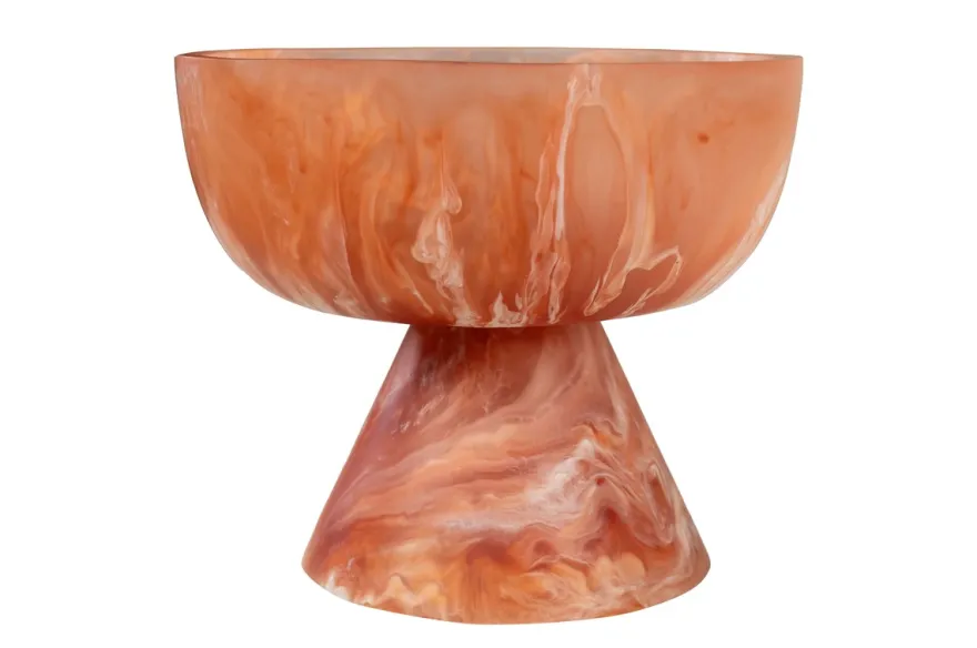 Casa Padrino Luxus Schale Beige / Weinrot Ø 16 x H. 13,5 cm - Kleine Deko Schale aus transluzentem Kunstharz in Rubinrot und Creme - Luxus Deko Accessoires