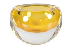 Casa Padrino Luxus Schale Bernsteinfarben Ø 13 x H. 9,5 cm - Kleine Schale aus massivem Kristallglas - Luxus Deko Accessoires