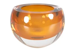 Casa Padrino Luxus Schale Bernsteinfarben Ø 13 x H. 9,5 cm - Kleine Schale aus massivem Kristallglas - Luxus Deko Accessoires