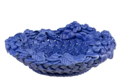 Casa Padrino Luxus Schale Blau Ø 32 x H. 10 cm - Runde Deko Schale aus hochwertiger Keramik - Luxus Deko Accessoires