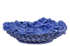 Casa Padrino Luxus Schale Blau Ø 32 x H. 10 cm - Runde Deko Schale aus hochwertiger Keramik - Luxus Deko Accessoires