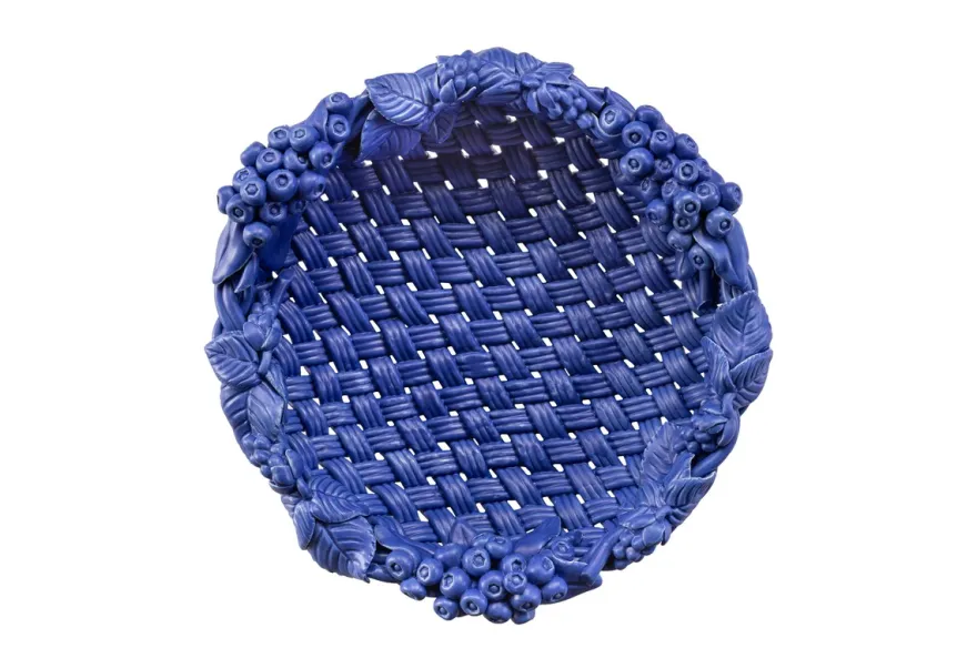 Casa Padrino Luxus Schale Blau Ø 32 x H. 10 cm - Runde Deko Schale aus hochwertiger Keramik - Luxus Deko Accessoires