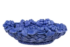 Casa Padrino Luxus Schale Blau Ø 32 x H. 10 cm - Runde Deko Schale aus hochwertiger Keramik - Luxus Deko Accessoires