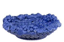 Casa Padrino Luxus Schale Blau Ø 32 x H. 10 cm - Runde Deko Schale aus hochwertiger Keramik - Luxus Deko Accessoires