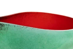 Casa Padrino Luxus Schale Blau / Rot 51 x 28 x H. 30 cm - Hohe organisch geformte Schale Drop aus Steingut - Luxus Deko Accessoires