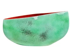 Casa Padrino Luxus Schale Blau / Rot 51 x 28 x H. 30 cm - Hohe organisch geformte Schale Drop aus Steingut - Luxus Deko Accessoires
