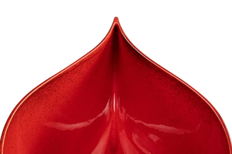 Casa Padrino Luxus Schale Blau / Rot 51 x 28 x H. 30 cm - Hohe organisch geformte Schale Drop aus Steingut - Luxus Deko Accessoires