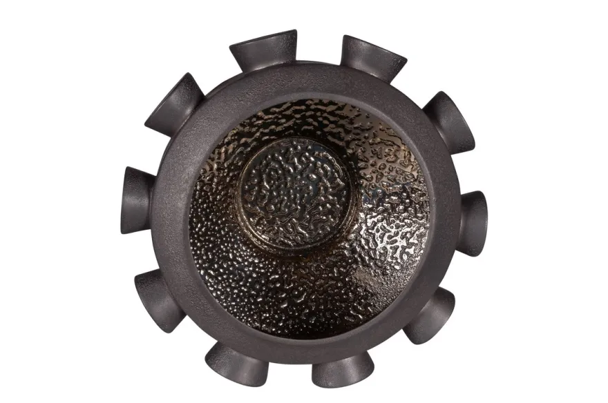 Casa Padrino Luxus Schale Bronzefarben Ø 40 x H. 19 cm - Große runde Schale Unfo aus Steingut mit bronzefarbener Oberfläche - Luxus Deko Accessoires