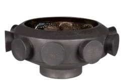 Casa Padrino Luxus Schale Bronzefarben Ø 40 x H. 19 cm - Große runde Schale Unfo aus Steingut mit bronzefarbener Oberfläche - Luxus Deko Accessoires
