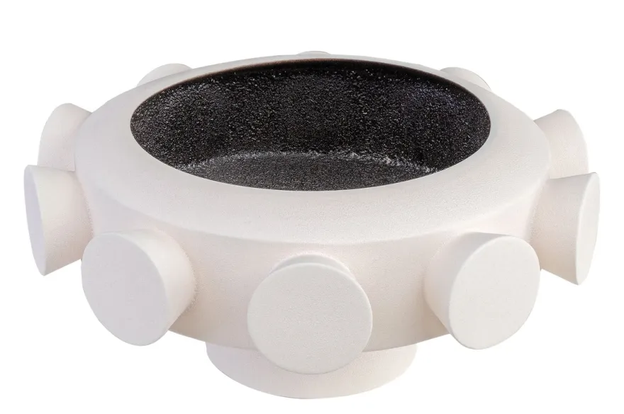 Casa Padrino Luxus Schale Cremeweiß Ø 40 x H. 19 cm - Große runde Deko Schale aus Steingut in gebrochenem Weiß - Luxus Deko Accessoires