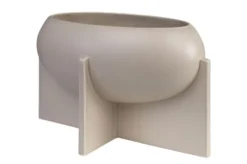 Casa Padrino Luxus Schale Grau 30 x 17,5 x H. 18 cm - Deko Schale aus Steingut der OVO Serie mit Grey Sand Glasur - Luxus Deko Accessoires