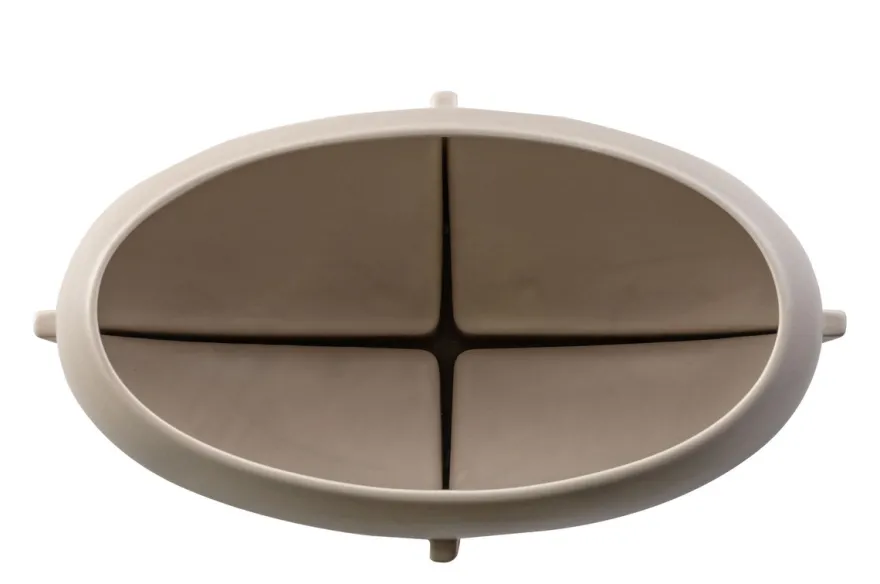 Casa Padrino Luxus Schale Grau 30 x 17,5 x H. 18 cm - Deko Schale aus Steingut der OVO Serie mit Grey Sand Glasur - Luxus Deko Accessoires