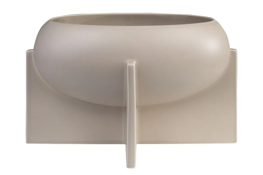 Casa Padrino Luxus Schale Grau 30 x 17,5 x H. 18 cm - Deko Schale aus Steingut der OVO Serie mit Grey Sand Glasur - Luxus Deko Accessoires