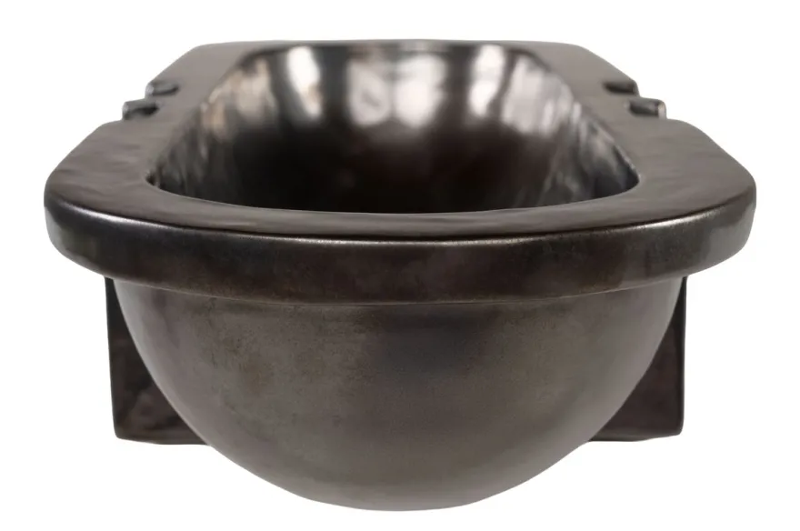 Casa Padrino Luxus Schale Grau 51 x 19,5 x H. 11 cm - Längliche Steingut Deko Schale im Gunmetal Finish - Luxus Deko Accessoires