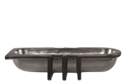 Casa Padrino Luxus Schale Grau 51 x 19,5 x H. 11 cm - Längliche Steingut Deko Schale im Gunmetal Finish - Luxus Deko Accessoires