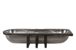 Casa Padrino Luxus Schale Grau 51 x 19,5 x H. 11 cm - Längliche Steingut Deko Schale im Gunmetal Finish - Luxus Deko Accessoires
