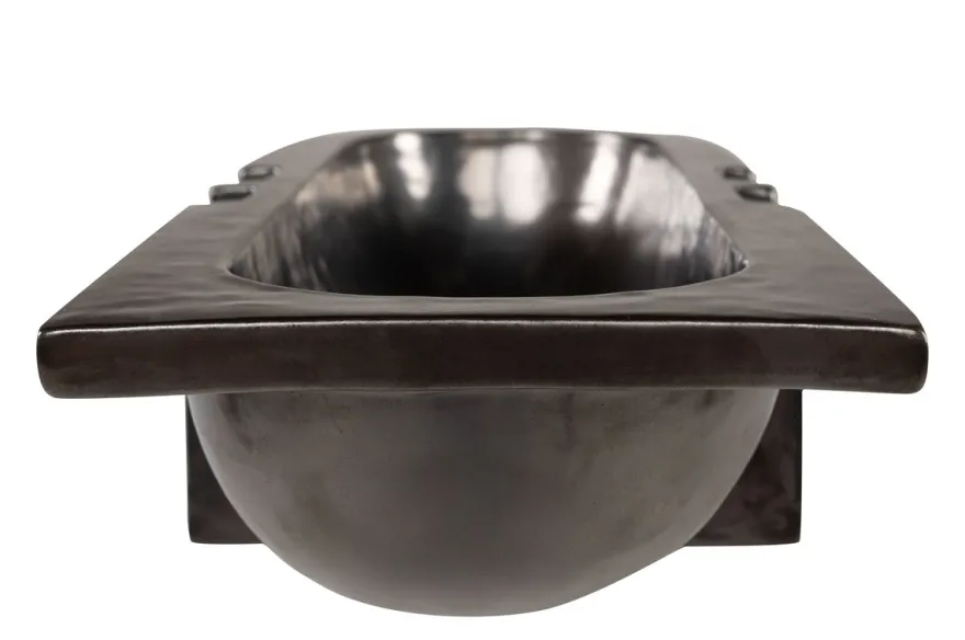 Casa Padrino Luxus Schale Grau 51 x 19,5 x H. 11 cm - Längliche Steingut Deko Schale im Gunmetal Finish - Luxus Deko Accessoires