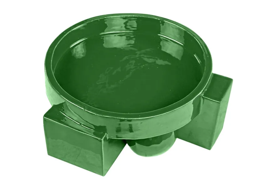 Casa Padrino Luxus Schale Grün 31,5 x 33,5 x H. 13,5 cm - Steingut Deko Schale im Basil Green Finish - Luxus Deko Accessoires