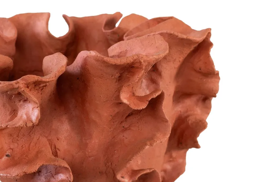 Casa Padrino Luxus Schale Naturfarben 40 x 40 x H. 30 cm - Große organisch geformte Schale Reef aus Terrakotta - Luxus Deko Accessoires