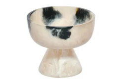 Casa Padrino Luxus Schale Schwarz / Cremeweiß Ø 15 x H. 13 cm - Kleine runde Deko Schale aus Kunstharz in transparenter Optik - Luxus Deko Accessoires