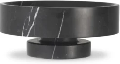 Casa Padrino Luxus Schale Schwarz Ø 33 x H. 13 cm - Runde Deko Schüssel aus hochwertigem Marmor - Luxus Deko Accessoires