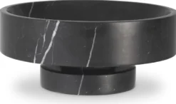 Casa Padrino Luxus Schale Schwarz Ø 33 x H. 13 cm - Runde Deko Schüssel aus hochwertigem Marmor - Luxus Deko Accessoires