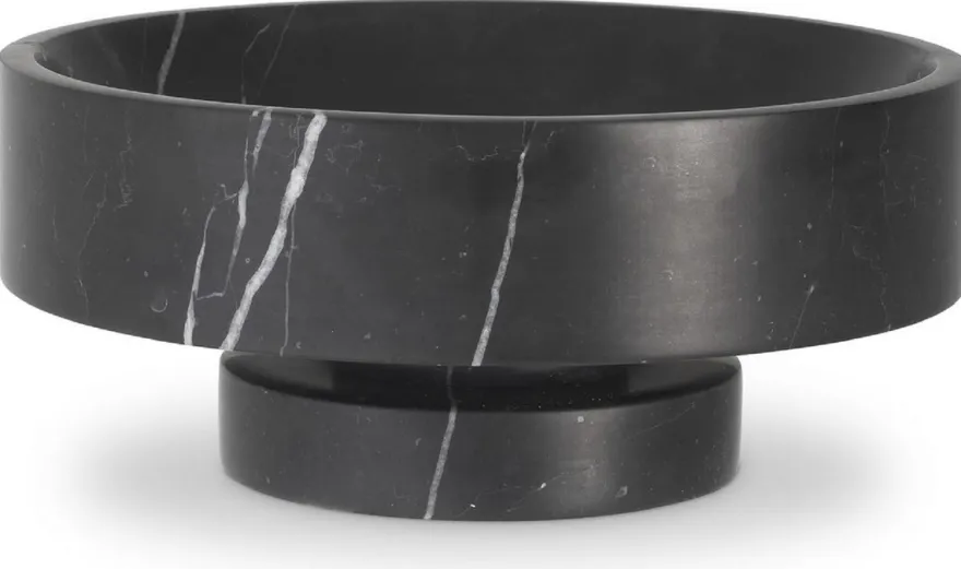 Casa Padrino Luxus Schale Schwarz Ø 33 x H. 13 cm - Runde Deko Schüssel aus hochwertigem Marmor - Luxus Deko Accessoires