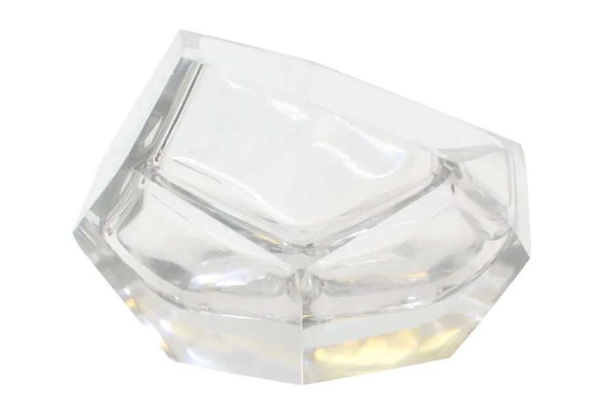 Casa Padrino Luxus Schale Ø 14,5 x H. 11,5 cm - Deko Schale aus massivem Klarglas mit facettiertem Diamant-Schliff - Luxus Deko Accessoires