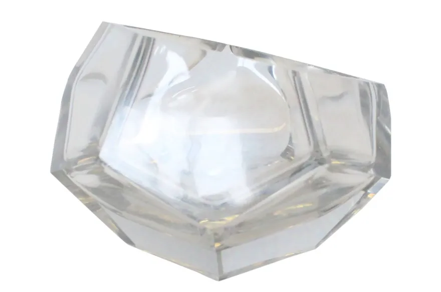 Casa Padrino Luxus Schale Ø 14,5 x H. 11,5 cm - Deko Schale aus massivem Klarglas mit facettiertem Diamant-Schliff - Luxus Deko Accessoires