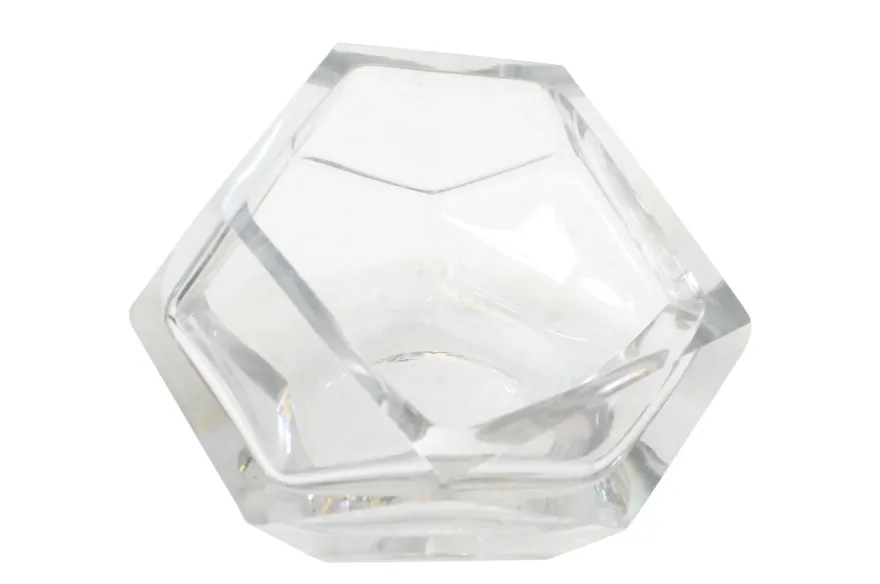 Casa Padrino Luxus Schale Ø 14,5 x H. 11,5 cm - Deko Schale aus massivem Klarglas mit facettiertem Diamant-Schliff - Luxus Deko Accessoires