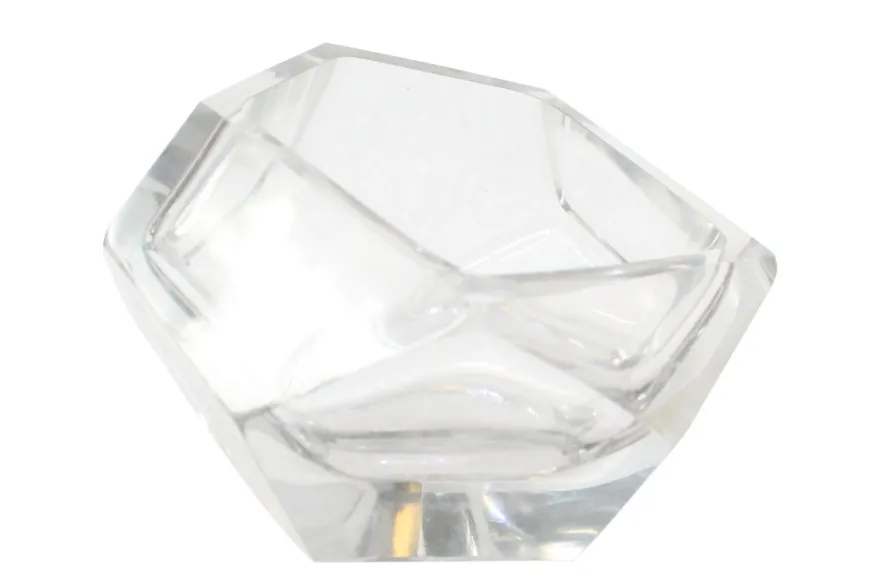 Casa Padrino Luxus Schale Ø 14,5 x H. 11,5 cm - Deko Schale aus massivem Klarglas mit facettiertem Diamant-Schliff - Luxus Deko Accessoires