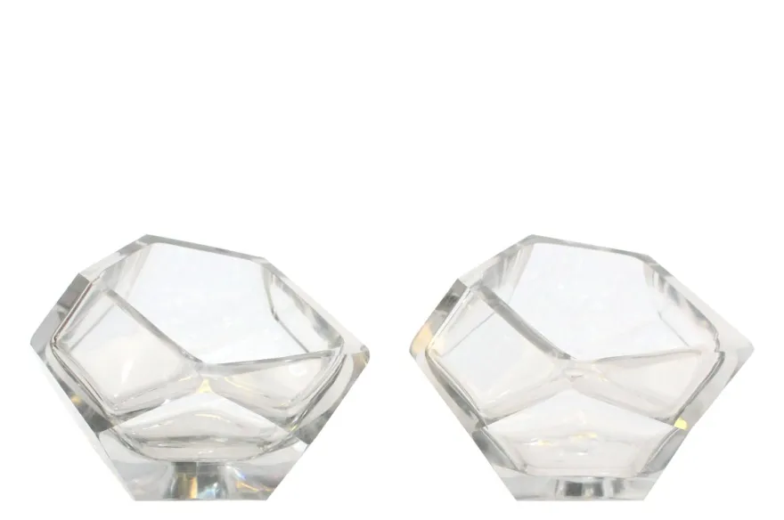 Casa Padrino Luxus Schale Ø 14,5 x H. 11,5 cm - Deko Schale aus massivem Klarglas mit facettiertem Diamant-Schliff - Luxus Deko Accessoires