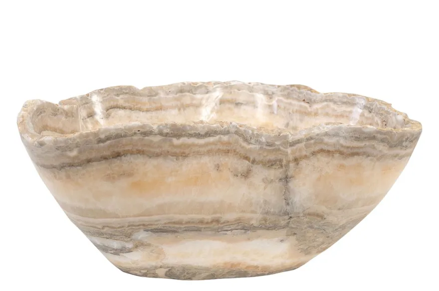 Casa Padrino Luxus Schale 30 x 38 x H. 14 cm - Deko Schale aus hochwertigem Onyx - Luxus Deko Accessoires