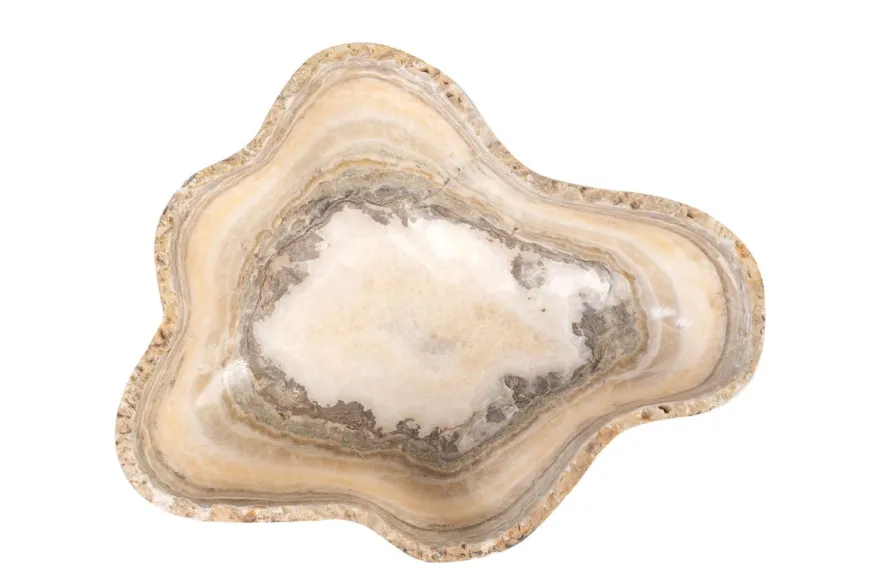 Casa Padrino Luxus Schale 30 x 38 x H. 14 cm - Deko Schale aus hochwertigem Onyx - Luxus Deko Accessoires