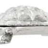 Casa Padrino Luxus Schatulle mit Deckel Schildkröte Messing vernickelt 26,5 x 15 x H. 8 cm