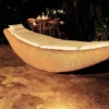 Casa Padrino Luxus Schaukelliege Naturfarben / Weiß 230 x 75 x H. 70 cm - Handgewebte Wetterbeständige Gartenliege - Moderne Poolliege - Garten Möbel - Hotel Möbel