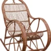 Casa Padrino Luxus Schaukelsessel Braun 53 x 120 x H. 115 cm - Handgefertigter Rattan Schaukelstuhl mit Armlehnen - Wohnzimmer Möbel - Garten Möbel - Rattan Möbel - Luxus Möbel