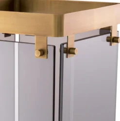 Casa Padrino Luxus Schirmständer Antik Messing / Grau 29,5 x 29,5 x H. 60,5 cm - Metall Regenschirm Ständer mit getöntem Glas - Hotel & Restaurant Accessoires - Luxus Accessoires