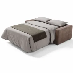 Casa Padrino Luxus Schlafsofa Braun / Silber 218 cm - Ausklappbares Wohnzimmer Sofa