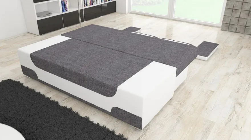 Casa Padrino Luxus Schlafsofa Grau / Weiß / Silber 200 x 92 x H. 90 cm - Wohnzimmer Sofa mit Schlaffunktion - Wohnzimmer Möbel - Luxus Möbel - Luxus Interior