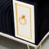 Casa Padrino Luxus Schlafsofa Dunkelblau / Weiß / Gold 220 x 90 x H. 80 cm - Modernes Wohnzimmer Sofa - Wohnzimmer Möbel