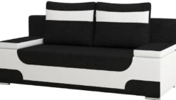 Casa Padrino Luxus Schlafsofa Schwarz / Weiß / Silber 200 x 92 x H. 90 cm - Wohnzimmer Sofa mit Schlaffunktion - Wohnzimmer Möbel - Luxus Möbel - Luxus Interior