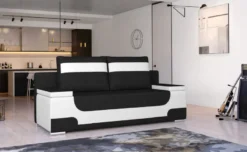 Casa Padrino Luxus Schlafsofa Schwarz / Weiß / Silber 200 x 92 x H. 90 cm - Wohnzimmer Sofa mit Schlaffunktion - Wohnzimmer Möbel - Luxus Möbel - Luxus Interior