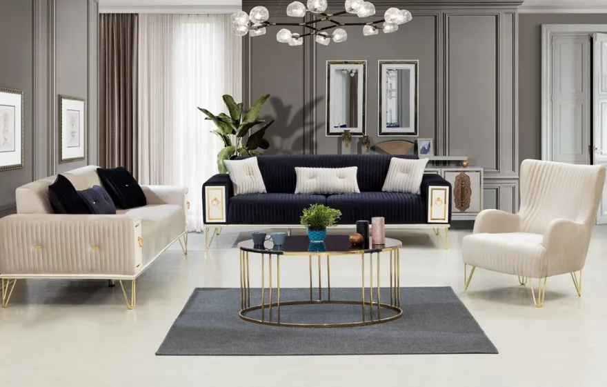 Casa Padrino Luxus Schlafsofa Cremefarben / Weiß / Gold 220 x 90 x H. 80 cm - Modernes Wohnzimmer Sofa - Wohnzimmer Möbel